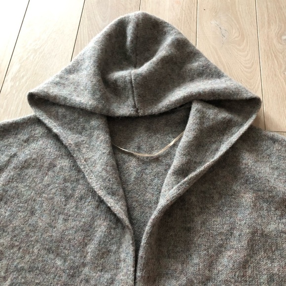 Uniqlo Wool Hooded Oversized Long Cardigan in Grey Heather Size S - Picture 7 of 11